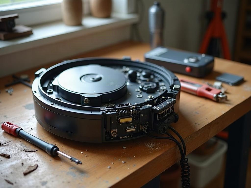 A robot vacuum cleaner on a charging dock