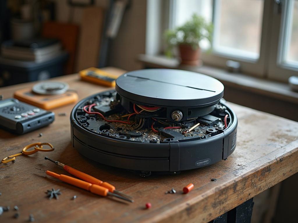 A robot vacuum cleaner on a charging dock