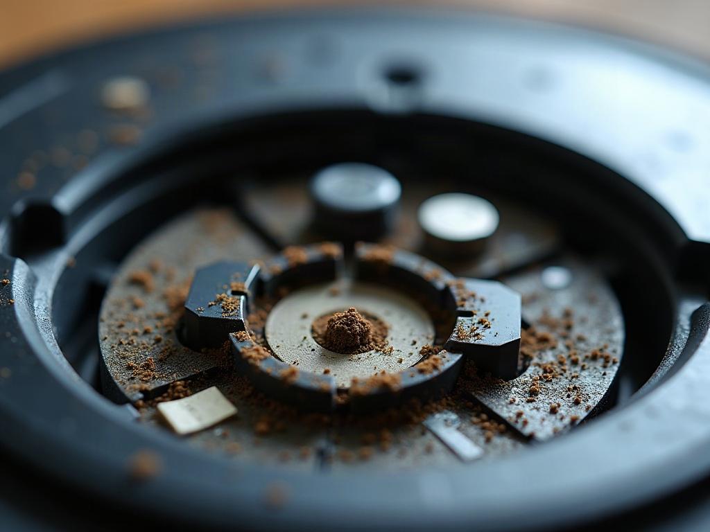 A close-up view of the internal components of a robot vacuum mop, including the battery pack, circuit board, and various sensors.